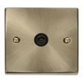 ANTIQUE BRASS SINGLE COAXIAL OUTLET BLACK INSERT